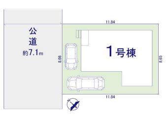 区画図　カースペースは2台（車種による）駐車が可能です！